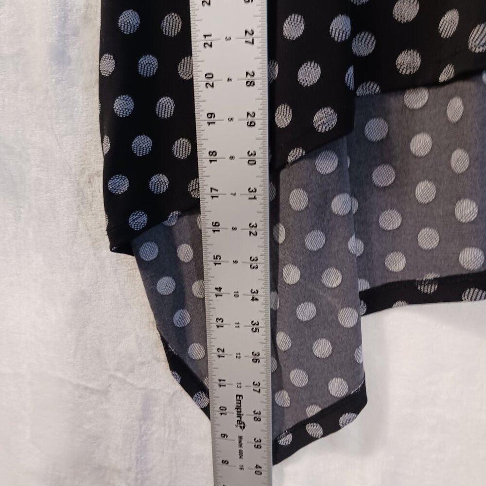 Chico's, Solar Polka Dots, Small, Black & White Tunic Top, HI-Low, Elbow Sleeves - Picture 12 of 14